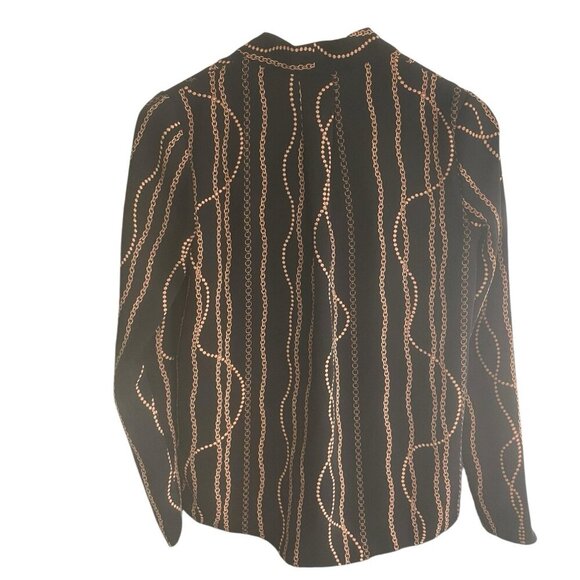 Aritzia Babaton Button Front Blouse Black Gold Chain Link Womens Blouse Size XXS - Picture 4 of 7